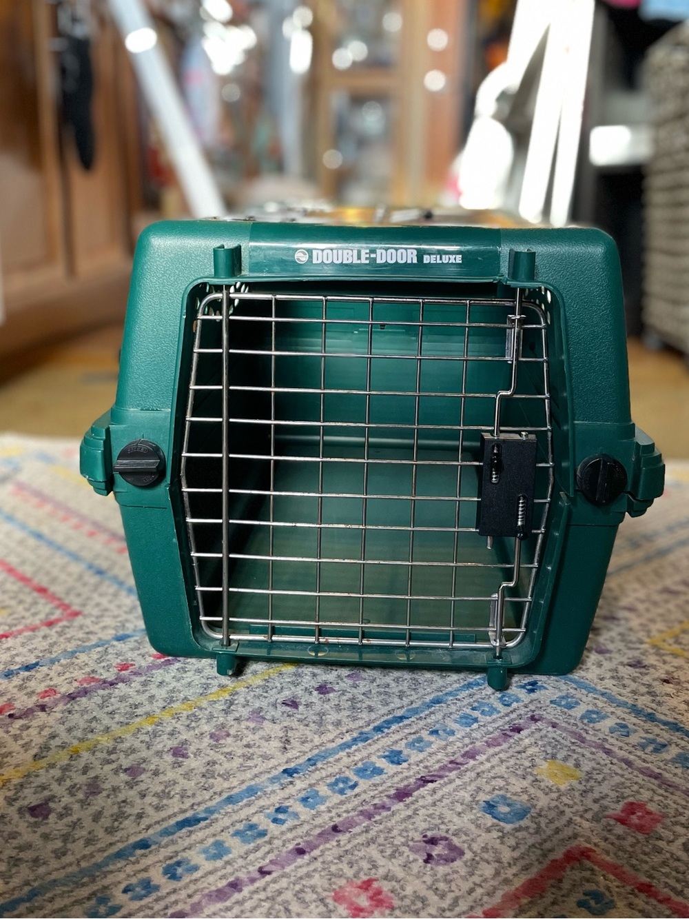 DOUBLE-DOOR Deluxe Pet Carrier in Teal Green - Cat Carrier - Small Dog Carrier - Picture 14 of 16